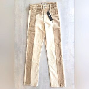 TRACTR Beige Denim and Corduroy Jeans Straight Mid Rise Size 00/24 NWT